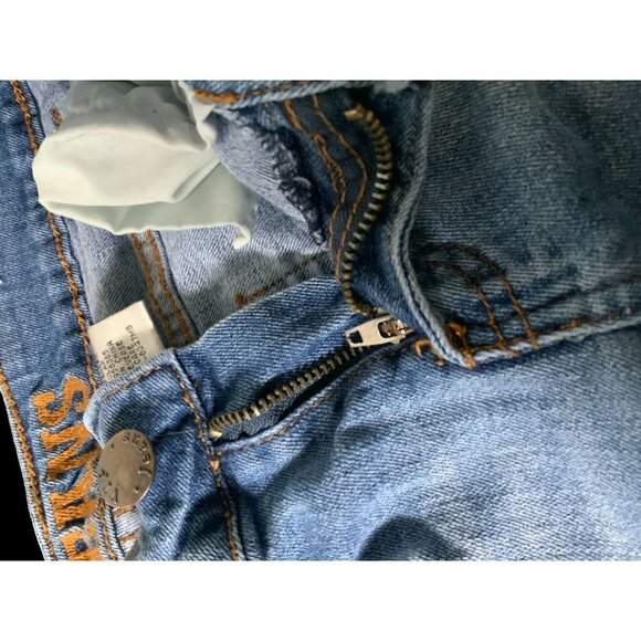 VIP GIRLS RIPPED DISTRESSED 5 POCKET DESIGN BLUE DENIM JEAN SHORTS SIZE 1/2 - Picture 3 of 16